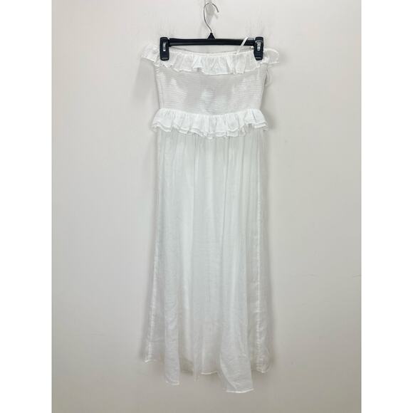 J.Crew Ravenna Dress Ramie Ruffle Lightweight Smocked Midi White XS NWT - Picture 5 of 12